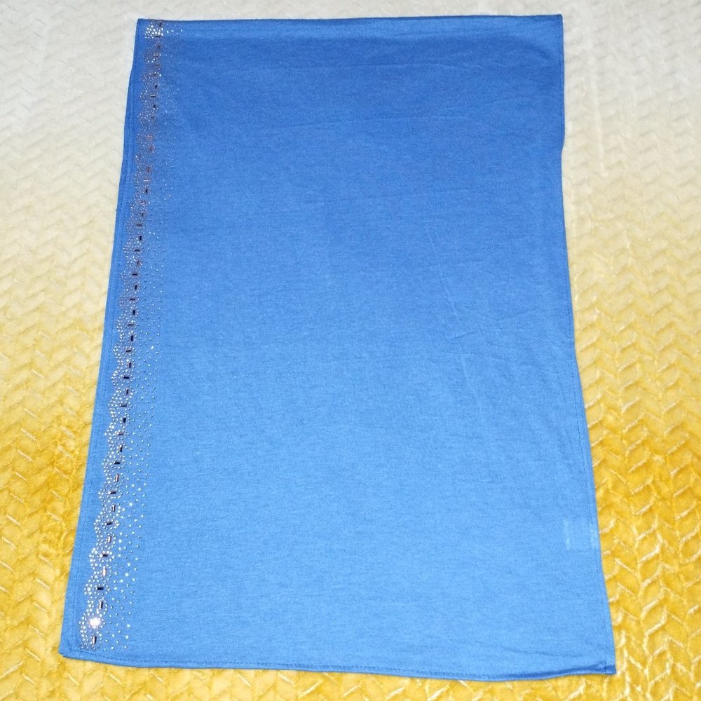 Beautiful Blue Scarf with Bronze Gems NWOT.